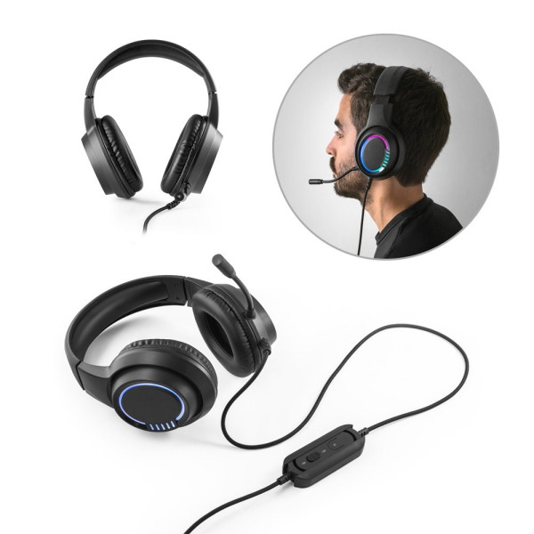Thorne Headset RGB. Gaming-Kopfhörer mit 2 m Kabel, Mikrofon und RGB-LED-Leuchten aus ABS
