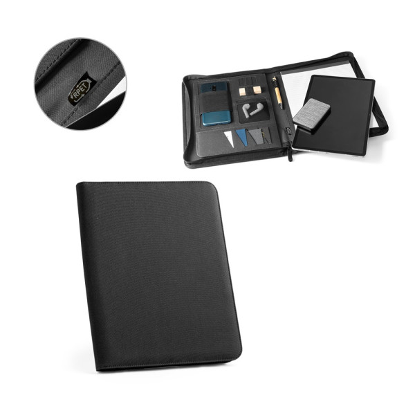 EMERGE FOLDER. A4 Mappe aus recyceltem Polyester (100% rPET) 300D mit Reißverschluss