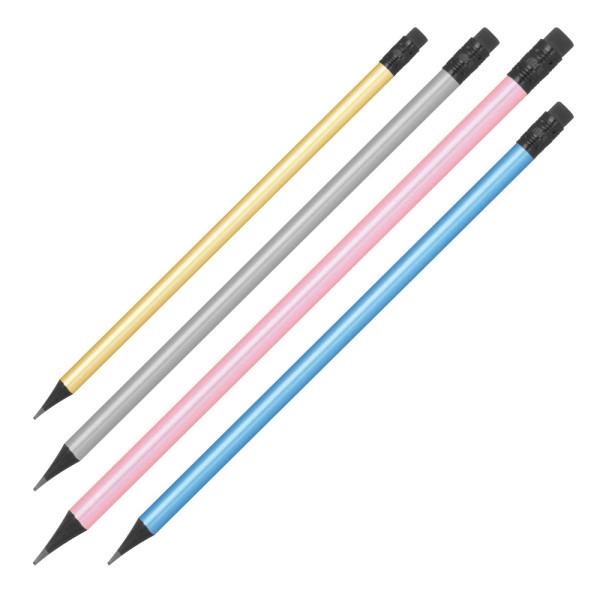 Bleistift mit Radiergummi in Metallic-Farben JAMES