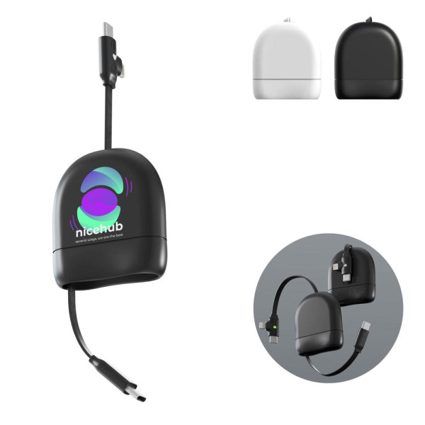 Xoopar ICE-R Einziehbares USB-C- und Lightning-Kabel 60 W 1 Meter