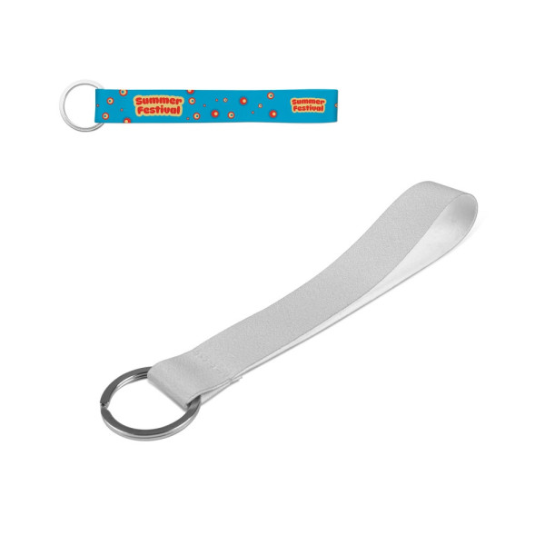 SLOUGH. Kurzes Lanyard aus Polyester (100%rPET) mit Ring, geeignet für Sublimation